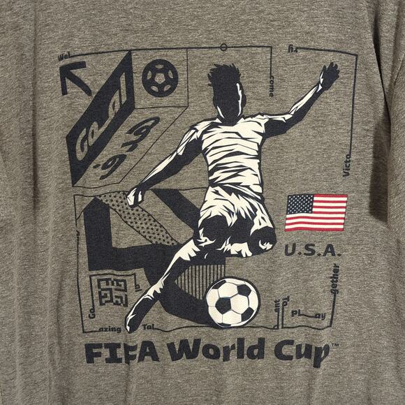 FIFA World Cup 2022 Qatar T Shirt L USA Soccer Graphic Gray Official Licensed - Picture 2 of 4